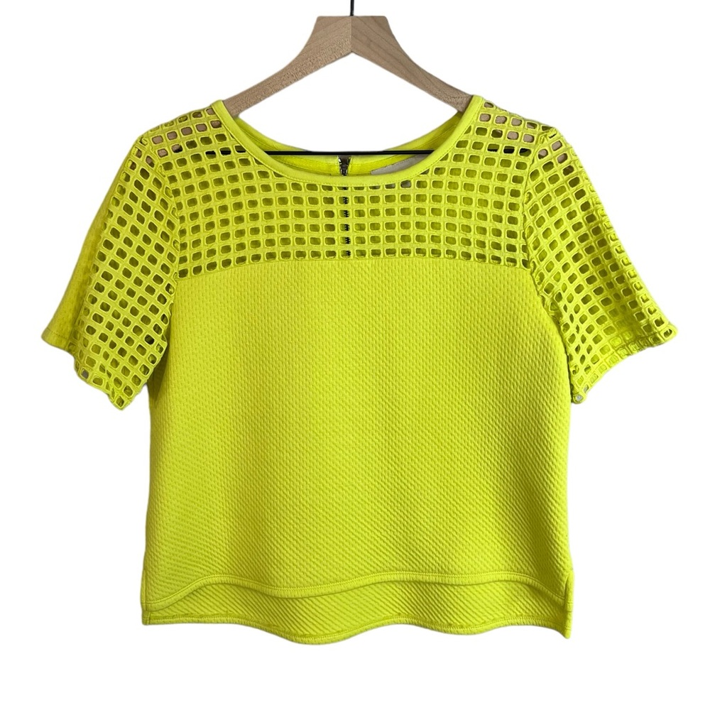 Loft Neon Geo Eyelet Boxy Cropped Top